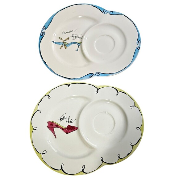 Rosanna Tea for Two Replacement Porcelain Plates Haute Shoe Design Two Plates - Picture 1 of 10